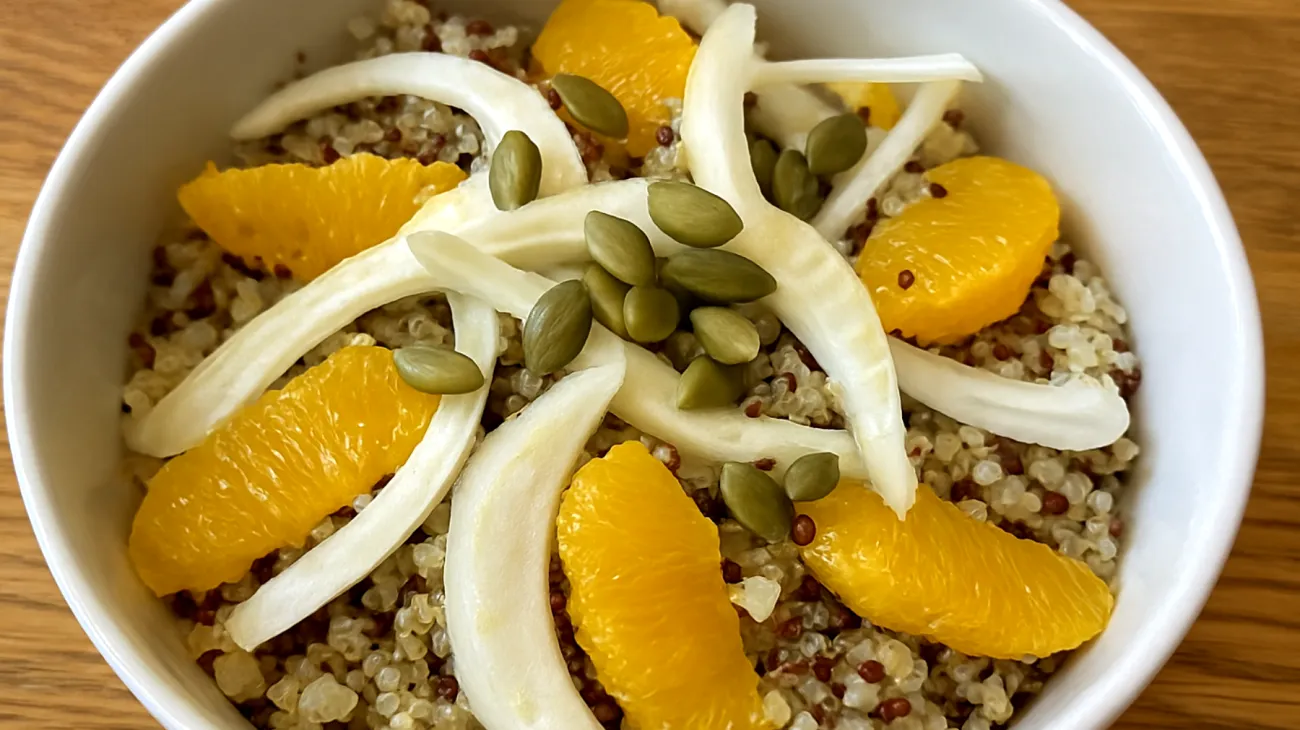 Brennnesselsamen-Quinoa-Salat mit Fenchel und Zitrusfrüchten"